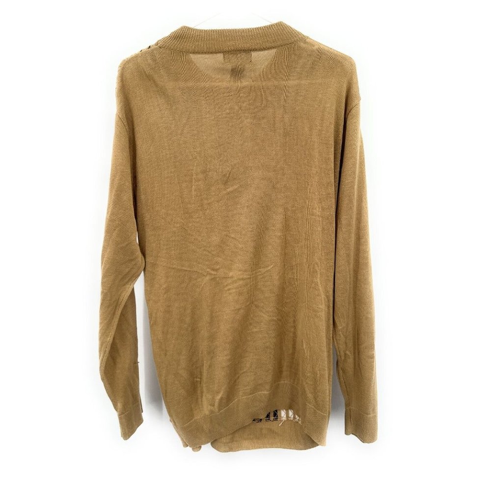 Miko 1/4 Zip Pullover Knit Sweater Men's L Long Sleeve Brown Multi Patchwork - Picture 4 of 6